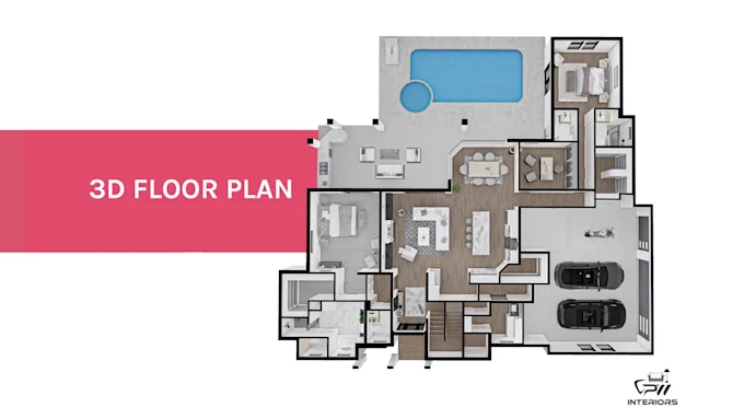 I will design 3d floor plan render, model in interior architecture