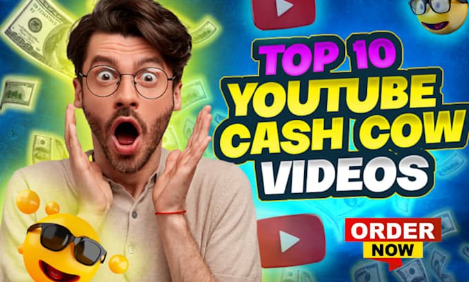 I will create top 10 video and faceless cash cow youtube video editing